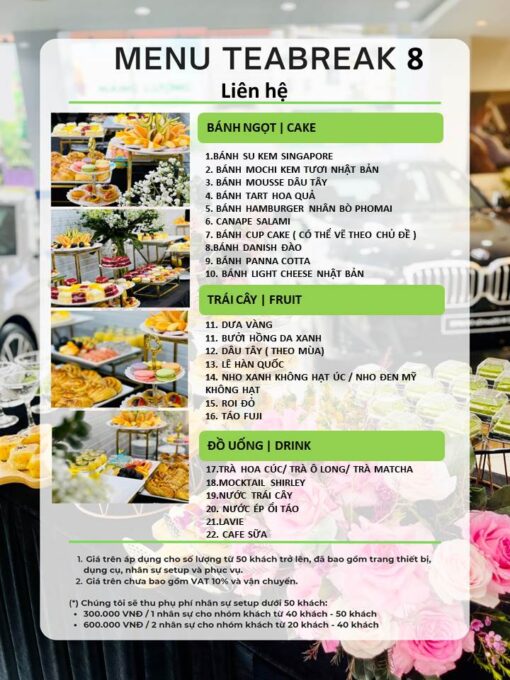 Thực đơn Bàn Mâm 10 số 8 - Sự Kiện Lâm Bon